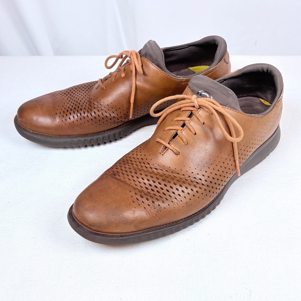 Cole Haan 2.ZeroGrand Laser Wingtip Oxford British Tan Leather Mens 13M C25351